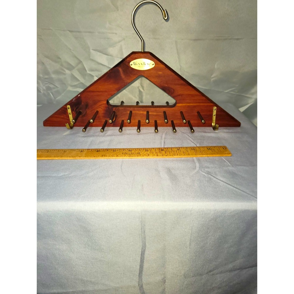 Woodlore Wooden Non-Slip Tie Hanger w/ Metal Pegs Brown 16-20 in